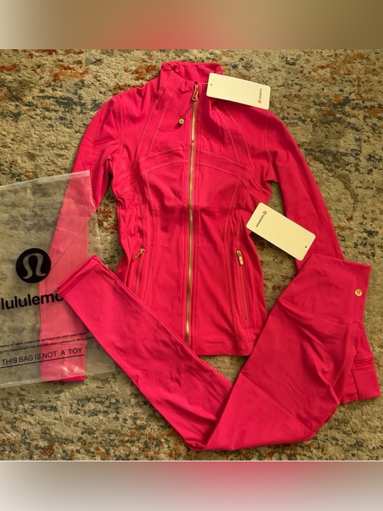 lululemon athletica Pants - lululemon bright pink jacket with gold zipper